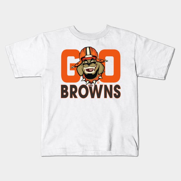 Cleveland Browns BullDawg - Go Browns Kids T-Shirt by Goin Ape Studios